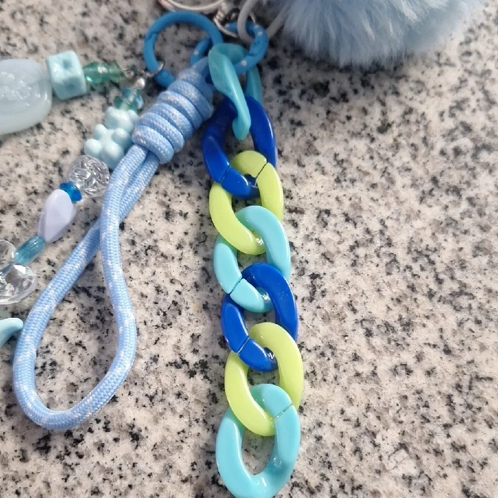 Blue and Green Kids Charm Keychain